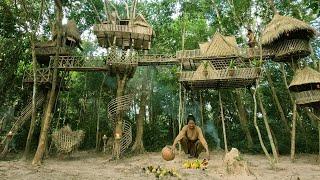 Full Video Cute Lady Building Four Tree House With Living Room Tree Pool .Feeding Ducks Live 1 Year