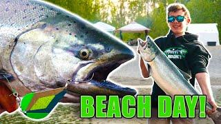 BANK Fishing For Columbia RIVER SALMON (Plunking Triple Wobblers)