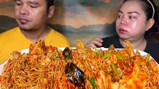 Mantap Mie ayam plus pangsit ayam pedas sambal pedas 1 mangkok Mukbang