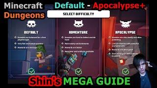 Minecraft Dungeons Default Through Apocalypse+ MEGA Guide | Gear, Builds, Enchants, & MORE