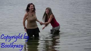 Bootkrazy: Monique and Katherine Having Fun in Hip Waders