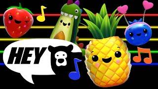 Hey Bear Sensory - Dancing Fruit! - Partytime with Avocadosaurus and Friends! - Dance Party!