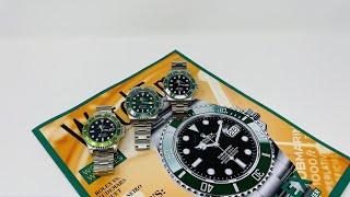 Original Rolex Kermit, Rolex Hulk and Rolex Cermit 2020 comparison