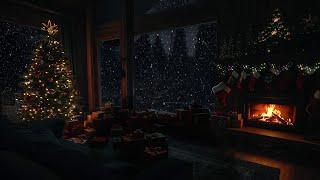 Christmas Atmosphere on a Cozy Room | Crackling Fire & Howling Wind for Deep Sleep