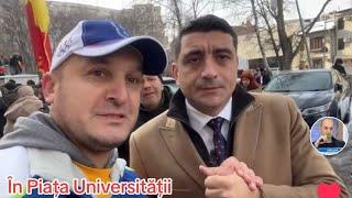 Acum în Piața Universității la cel mai mare Protest! Călin Georgescu și George Simion