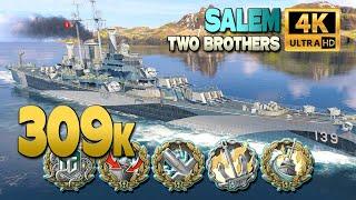 Крейсер Салем: 309к на карте Shatter - World of Warships