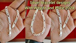 silver bracelet designs with weight and price 2024/latest silver bracelets for men with price