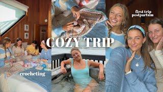 cozy beach cottage trip: first trip with baby!! crocheting, hot tub, reuniting with friends!!