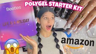 TRYING AN AFFORDABLE POLYGEL NAIL STARTER KIT FROM AMAZON - BEETLES POLYGEL KIT | GLITTER OMBRÉ