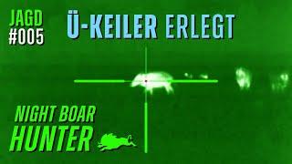 Jagd auf Korn SAUEN. Überläufer Keiler erlegt - NIGHT BOAR HUNTER #005