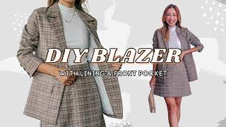 DIY BLAZER (with lining & front pocket) | I tried to make a Blazer suit - Part 1