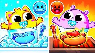 Hot vs Cold Challenge for Kids | Funny Song For Baby & Nursery Rhymes by Toddler Zoo