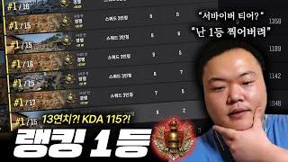 미친 승률로 랭킹 1등 찍었습니다