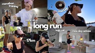 let's run 17km | come on a long run with me, race day tips, pre run routine, marathon training, food