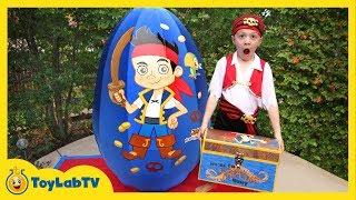 Giant Egg Surprise Opening! Jake and the Neverland Toys & Animal Planet Sharks Kids Video