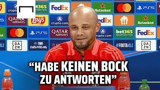 Nach dieser Frage appelliert Kompany an die Reporter: "Ich versuche respektvoll zu sein, aber …” 