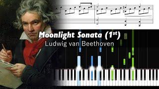 Beethoven - Moonlight Sonata (1st Movement) - Piano Tutorial with Sheet Music