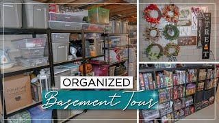 Organized Basement Tour | Holiday Decor Storage | Unfinished Basement Organization Ideas