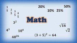Учим математику на английском языке. Дроби. Степени. Проценты. Квадратный корень// #УчуАнглийский