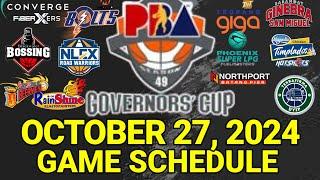 PBA Game Schedule Today | October 27, 2024 | PBA Governors' Cup Schedule Update