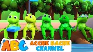 Nursery Rhymes with Animals | Five Little Speckled Frogs & more | Acche Bache Channel