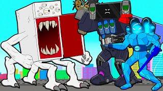 GIANT FRIDGE EATER VS TITANS PHONEMAN & TIME MACHINE MAN 1.0! Cartoon Animation