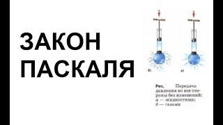 Физика 7 класс. Видеоурок 7-31. Закон Паскаля. Давление в жидкостях и газах.