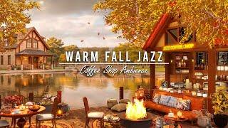 Relaxing Jazz Music ~ Cozy Autumn Porch Ambience  Smooth Jazz Instrumental with Crackling Fireplace