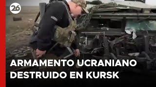 Rusia muestra armamento ucraniano destruido en Kursk 