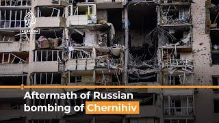 Aftermath of deadly Russian bombing of Ukraine's Chernihiv