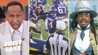 FIRST TAKE | Vikings get screwed by Refs? - Stephen A. & Cam Newton DISCUSS Rams beat Vikings 30-20