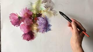 Астры, акварель / watercolor asters