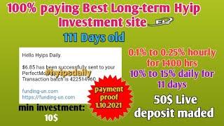 #Funding-un.com | 111 days old 100% best paying long-term hyip site. 6.84$ live proof #hyipsdaily