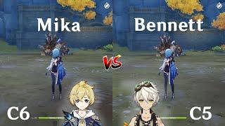 Mika vs Bennett buff comparison! How much is the Difference? Gameplay COMPARISON [ Genshin Impact ]