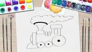 How to draw a steam train │Как нарисовать легко и просто паровозик для начинающих