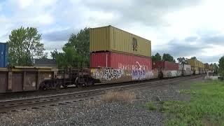 CSX i 161 30 Intermodal export cubes by Wellington 6-30-24 Ft The Goodyear Blimp hovering