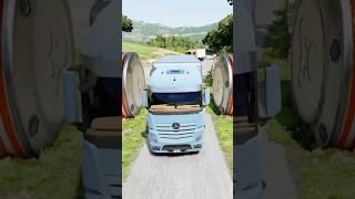 Colourful Buses & Cement Truck vs Hydraulic Crush #256 #beamngdrive #shorts