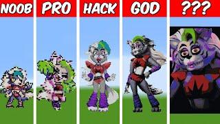 GLAMROCK FOXY FNAF Pixel Art Build in Minecraft ! Noob vs Pro vs Hacker vs God - Minecraft Animation