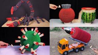 4 Most Amazing Matches Art Chain Reaction Domino Effect，The Best Match Stick Powered  Experiment！