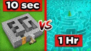 Labyrinthe SÉCURISÉ de 10 Secondes VS 1 HEURE sur Minecraft !