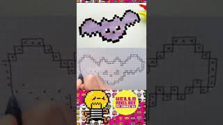 how to Draw Kawaii Bat  - Hello Pixel Art by Garbi KW #shorts