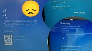 How To Fix Startup Repair Couldn't Repair Your PC Windows 10/11 Permanent Solution|Blue Screen Error