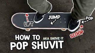 How to Pop Shuvit - Beginner Skateboard Tricks Tutorial (Slow Motion)