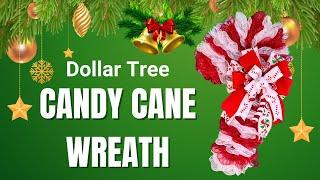 Dollar Tree Candy Cane Wreath Tutorial Deco Mesh Wreath Includes Bow Tutorial Christmas Wreath DIY