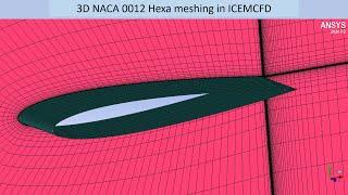 3D NACA 0012 Airfoil hexa meshing in ICEMCFD for Y+ = 1 for turbulent simulation | Part 3