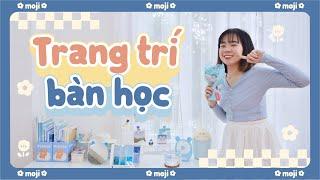 Desk Decor | 100K TRANG TRÍ BÀN HỌC TONE XANH CỰC XINH - Moji Channel