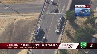 4 hospitalized after crash involving SacRT bus