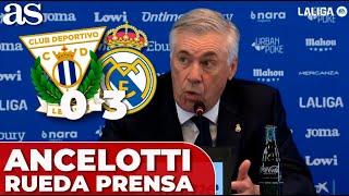 ANCELOTTI,  RUEDA PRENSA COMPLETA hoy LEGANÉS 0 - REAL MADRID 3 gol Mbappé, titular Guler y Endrick