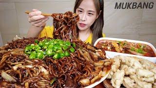 SUB) 청양고추 듬뿍 올린 매운 쟁반짜장에 차돌짬뽕탕 (ft.볶음밥 필수!) 먹방 SEAFOOD SPICY JJAJANG NOODLES REAL SOUND ASMR MUKBANG