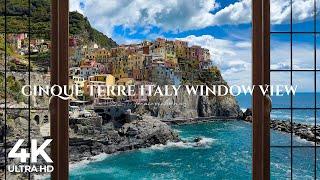 4K Coastal town Manarola, Cinque Terre in Italy window view - Relaxing, Calming, Ambience